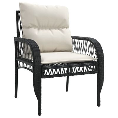 vidaXL Salon de jardin 4 pcs avec coussins noir résine tressée