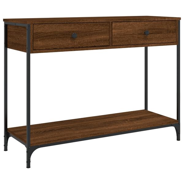 vidaXL Table console ch&ecirc;ne marron 100x34,5x75 cm bois d'ing&eacute;nierie