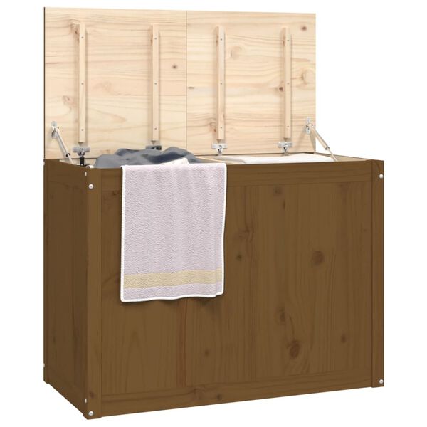 vidaXL Boîte à linge Marron miel 88,5x44x66 cm Bois massif de pin