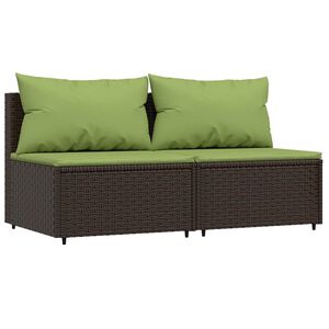 vidaXL Canap&eacute;s centraux de jardin coussins 2pcs marron r&eacute;sine tress&eacute;e
