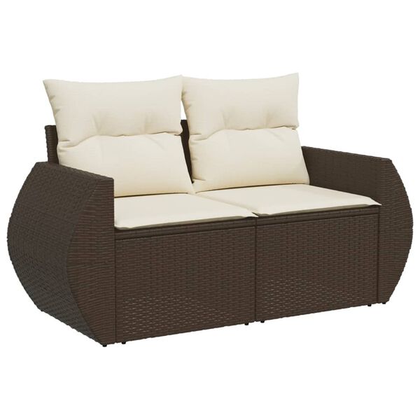 vidaXL Salon de jardin 4 pcs avec coussins marron r&eacute;sine tress&eacute;e