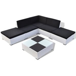vidaXL Salon de jardin 6 pcs avec coussins R&eacute;sine tress&eacute;e Blanc