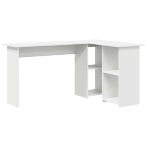 vidaXL Bureau avec &eacute;tag&egrave;re Blanc 142 x 102 x 73 cm Bois d'ing&eacute;nierie