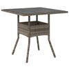 vidaXL Table de jardin dessus en verre gris 80x80x75 cm r&eacute;sine tress&eacute;e