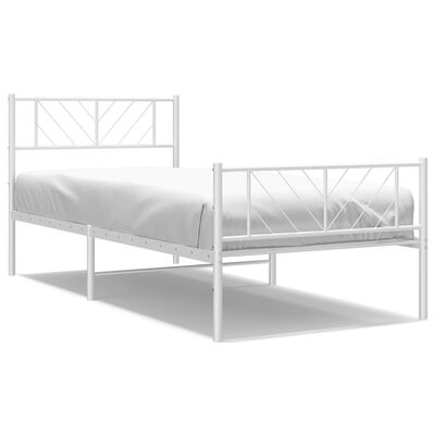 vidaXL Cadre de lit métal sans matelas et pied de lit blanc 100x190 cm