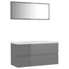 vidaXL Ensemble de meubles de salle de bain Gris brillant Agglom&eacute;r&eacute;