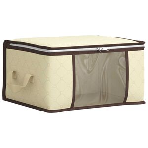 vidaXL Bo&icirc;te de rangement avec fen&ecirc;tre lat&eacute;rale transparente Cr&egrave;me