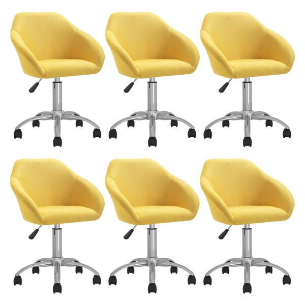 vidaXL Chaises pivotantes &agrave; manger lot de 6 jaune tissu