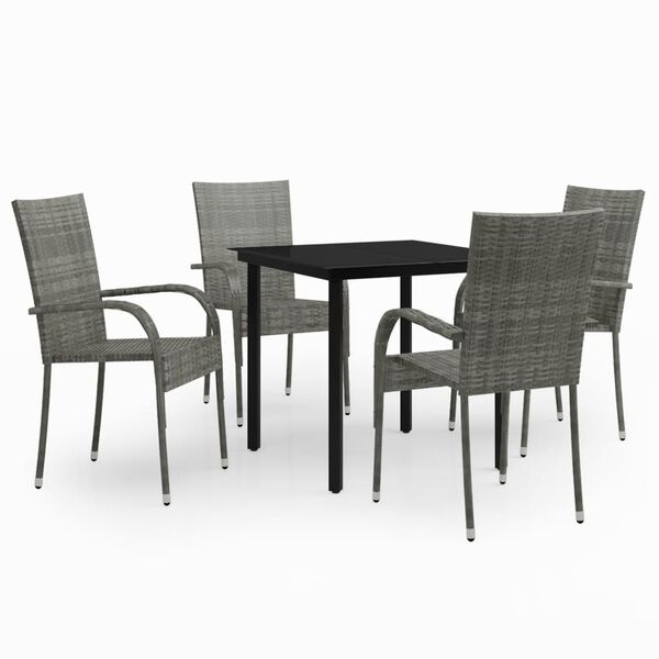 vidaXL Ensemble à manger de jardin 5 pcs Gris et noir