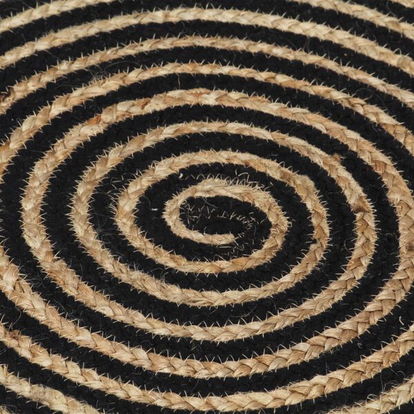 vidaXL Tapis fait à la main Jute avec design de spirale Noir 90 cm