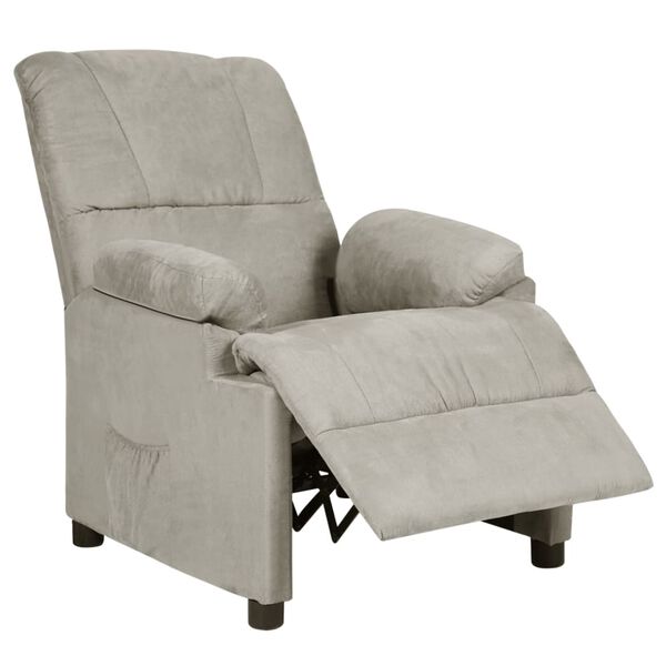 vidaXL Fauteuil inclinable Gris clair Similicuir daim