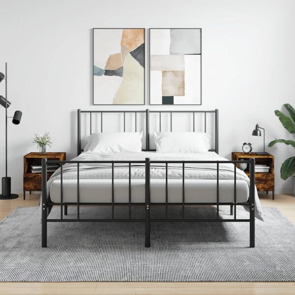 vidaXL Tables de chevet 2pcs ch&ecirc;ne fum&eacute; 40x35x47,5cm bois d&rsquo;ing&eacute;nierie