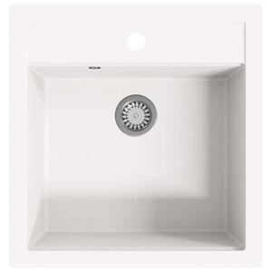vidaXL &Eacute;vier de cuisine Granit Seul lavabo Blanc