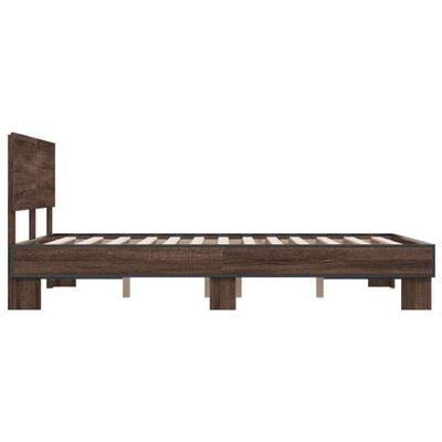 vidaXL Cadre de lit chêne marron 140x200 cm bois d'ingénierie et métal