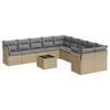 vidaXL Salon de jardin 11 pcs avec coussins beige r&eacute;sine tress&eacute;e