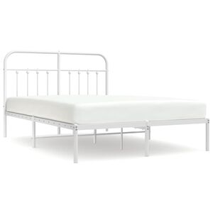 vidaXL Cadre de lit m&eacute;tal sans matelas et t&ecirc;te de lit blanc 140x200 cm