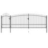 vidaXL Portail de cl&ocirc;ture de jardin avec dessus en lance 5x2,25 m Noir