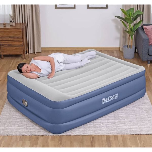 Bestway Matelas pneumatique Tritech 2 places 203x152x56cm bleu et gris