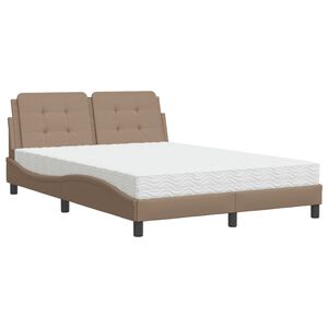 vidaXL Cadre de lit sans matelas Zadar cappuccino 140x190 cm similicuir