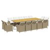 vidaXL Ensemble &agrave; manger de jardin coussins 15pcs R&eacute;sine tress&eacute;e Beige