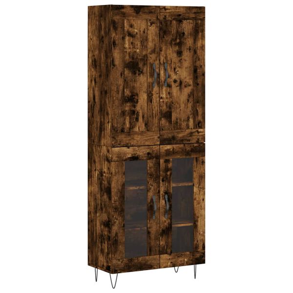 vidaXL Buffet haut Ch&ecirc;ne fum&eacute; 69,5x34x180 cm Bois d'ing&eacute;nierie