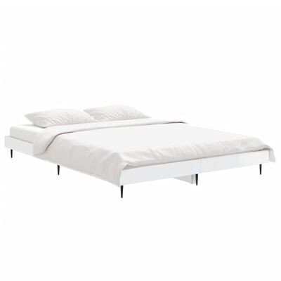 vidaXL Cadre de lit sans matelas blanc brillant 135x190 cm