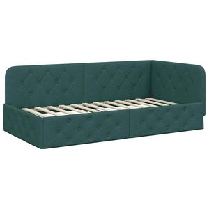 vidaXL Cadre de lit d'angle Vert fonc&eacute; 90 x 200 cm tissu