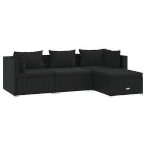 vidaXL Salon de jardin 4 pcs avec coussins R&eacute;sine tress&eacute;e Noir