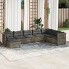 vidaXL Salon de jardin 8 pcs avec coussins gris r&eacute;sine tress&eacute;e