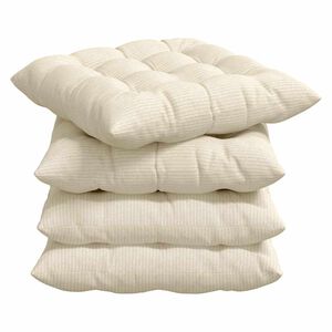 vidaXL Coussins de si&egrave;ge 4 pc Tissu en velours c&ocirc;tel&eacute; Cr&egrave;me