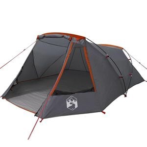 vidaXL Tente Tunnel 3 Personnes 3 personne Gris et orange