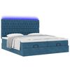 vidaXL Cadre de lit ottoman avec matelas bleu fonc&eacute; 200x200 cm velours