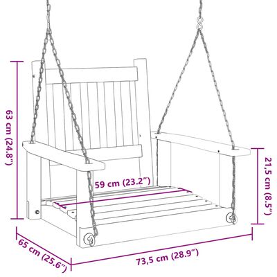 vidaXL Chaise balançoire de jardin chaînes en métal bois massif sapin