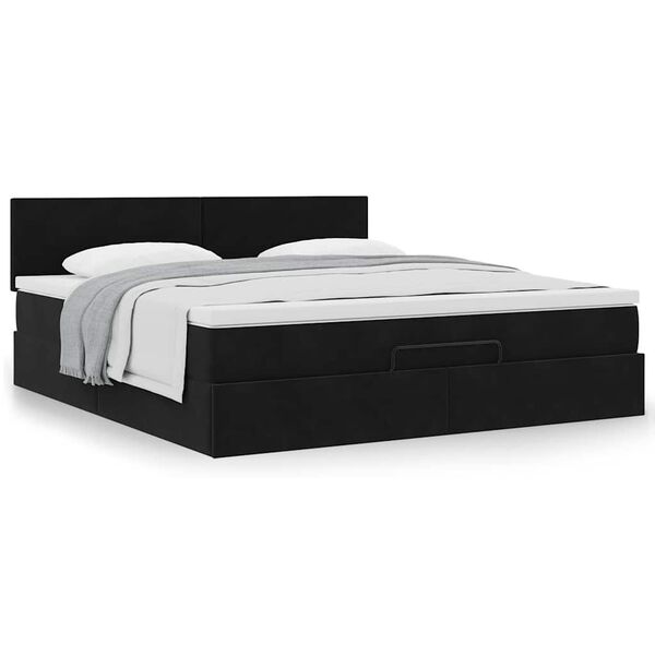 VidaXL Cadre de lit ottoman avec matelas noir 180x200 cm velours