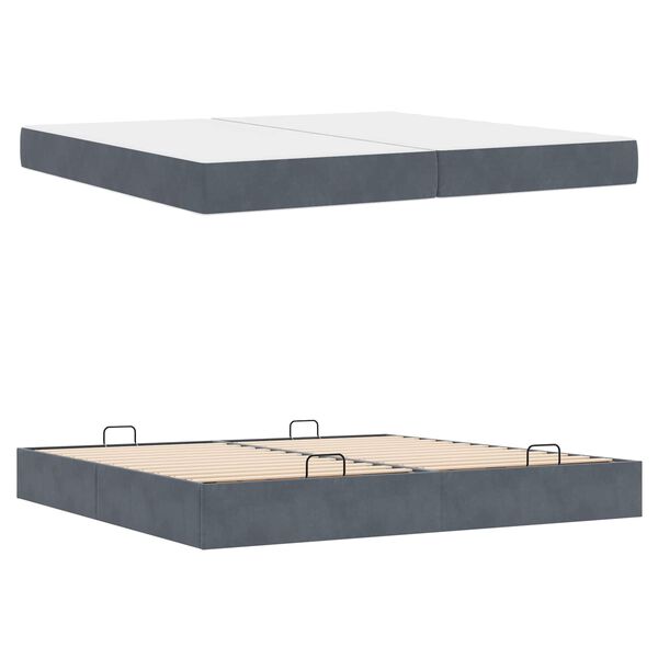 vidaXL Cadre de lit avec matelas avec matelas 2 pcs Gris Fonc&eacute; Velours