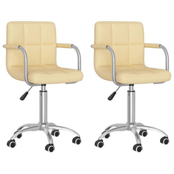 vidaXL Chaises pivotantes &agrave; manger lot de 2 cr&egrave;me similicuir