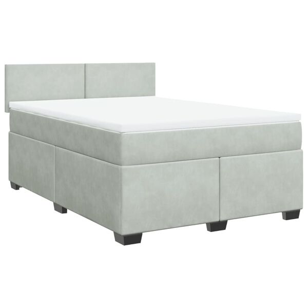 vidaXL Sommier &agrave; lattes de lit et matelas Gris clair 140x190cm Velours