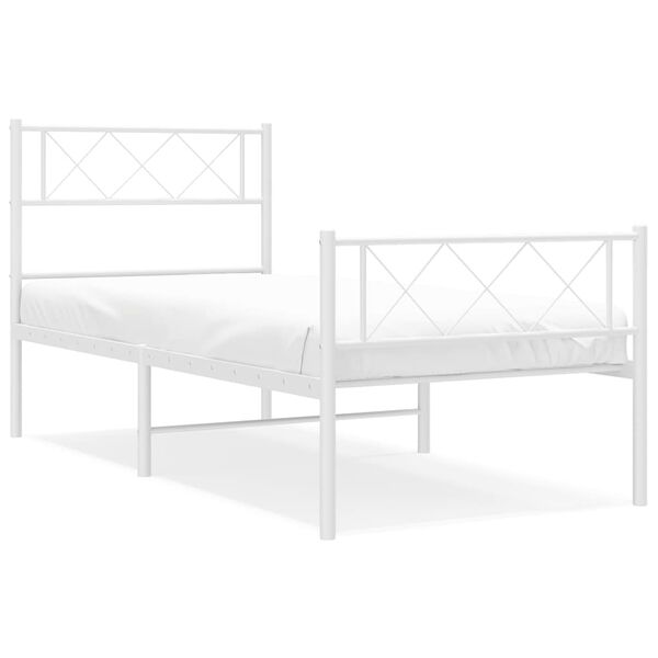 vidaXL Cadre de lit métal sans matelas et pied de lit blanc 100x190 cm