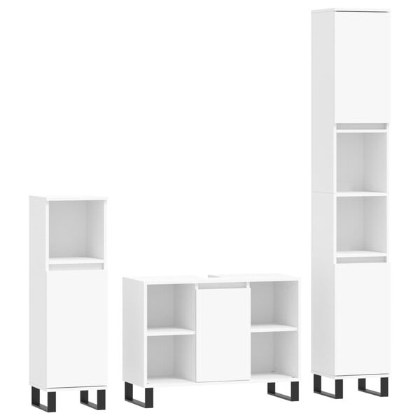 vidaXL Ensemble de meubles salle de bain 3 pcs blanc bois d'ing&eacute;nierie