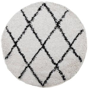 vidaXL Tapis shaggy PAMPLONA poils longs moderne cr&egrave;me et noir &Oslash; 280cm
