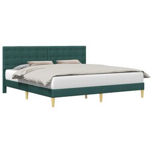 vidaXL Cadre de lit avec t&ecirc;te de lit Vert fonc&eacute; 200 x 200 cm Tissu