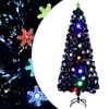 vidaXL Sapin de No&euml;l et flocons de neige LED Noir 210 cm Fibre optique