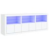 vidaXL Buffet avec lumi&egrave;res LED blanc 181,5x37x67 cm