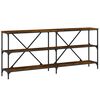 vidaXL Table console ch&ecirc;ne fum&eacute; 180x30x75 cm bois d'ing&eacute;nierie et fer