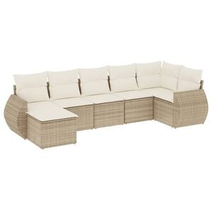 vidaXL Salon de jardin avec coussins 7 pcs beige r&eacute;sine tress&eacute;e