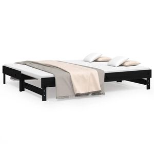 vidaXL Lit coulissant sans matelas noir 2x(80x200)cm