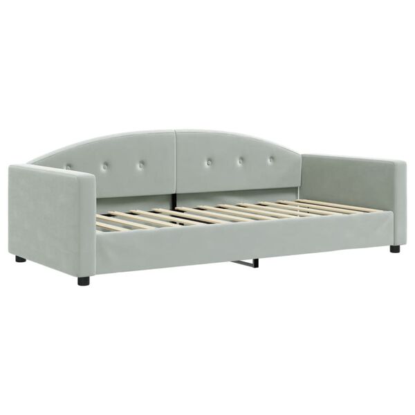 vidaXL Lit de jour avec gigogne et matelas gris clair 90x200cm velours