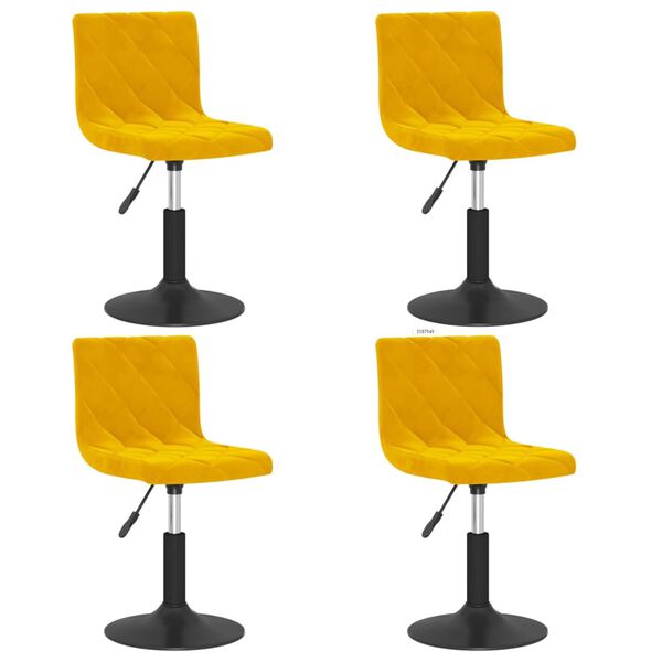 vidaXL Chaises &agrave; manger pivotantes lot de 4 jaune moutarde velours