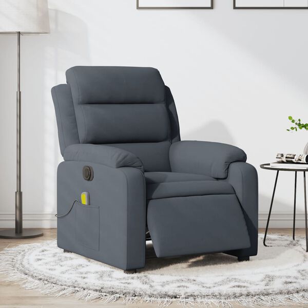vidaXL Fauteuil inclinable de massage &eacute;lectrique gris fonc&eacute; velours