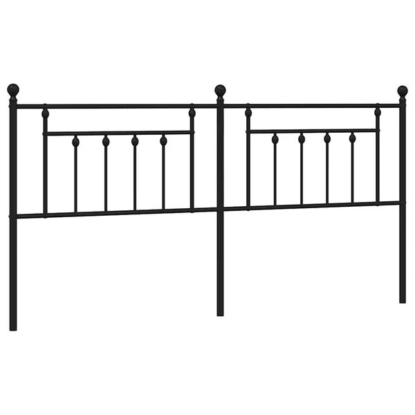 vidaXL T&ecirc;te de lit m&eacute;tal noir 193 cm